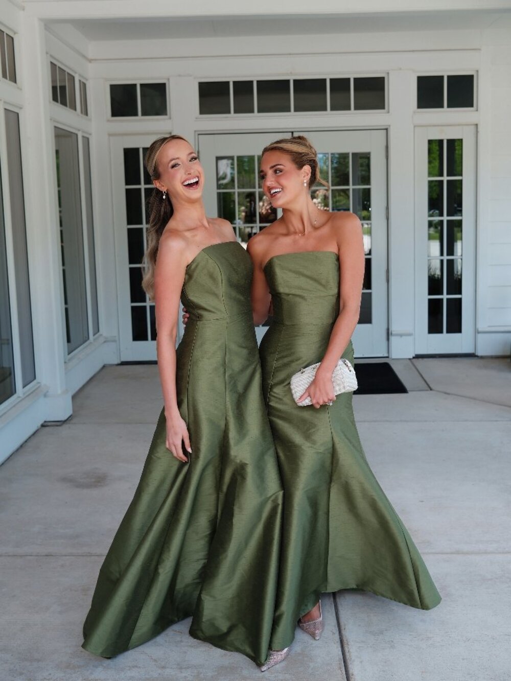 LulaKate Hannah Bodice with Trumpet Skirt in Shantung Greenery